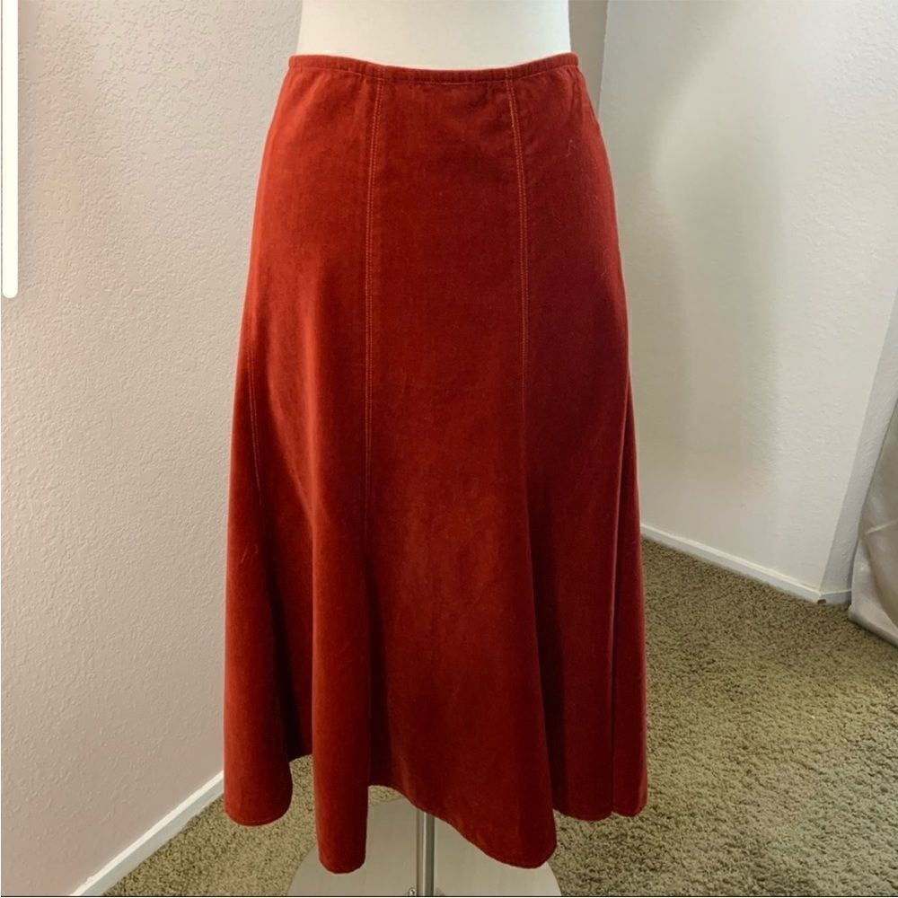 Sundance Orange Velvet Boho Skirt Feminine Contemporary Event Festival - Picture 2 of 11